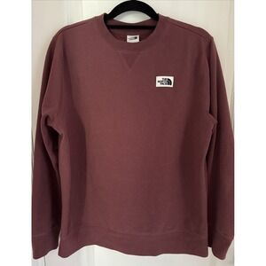The North Face Maroon Crewneck Sweatshirt Logo Patch Pullover Womens Sz XL
